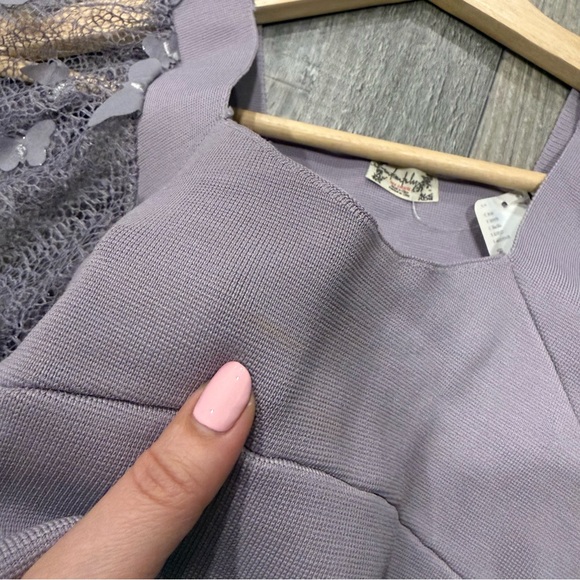 Free People Flutter By Butterfly Lilac Crop Top - Picture 8 of 12